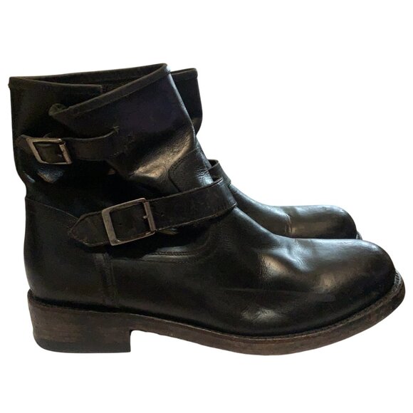 Freebird Men's "Charles" Boots Black Distressed Leather Harnessed Metro Size 12 - Picture 1 of 15